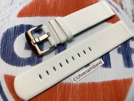 21mm Uhrenband Leder, weiss Uhrenarmband, bracelet de montre