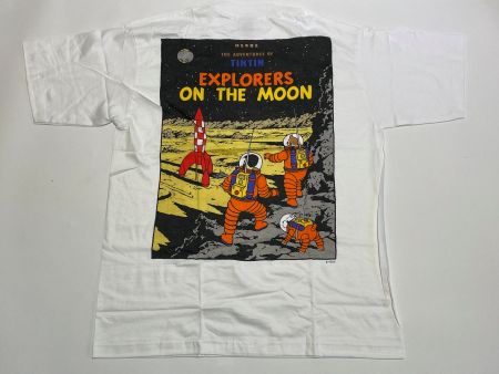 Vintage 90s T-Shirt Tintin Double Print New Under Blister L
