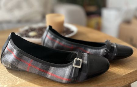 Roberto Santi Ballerinas Gr. 38, Karo, Schwarz/Grau/Rot