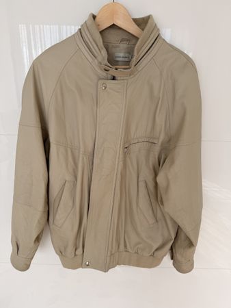 Giacca in Pelle Beige aviatore, old money anni 90
