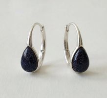 Silber 925 Creolen mit BlauflussTropfenform - Neu