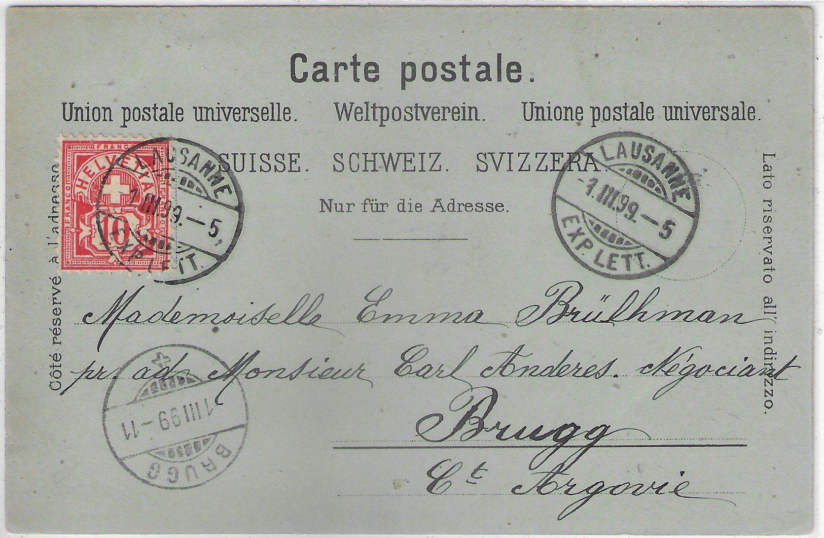 Cartoline postali: Souvenir de Lausanne - Mondschein-Litho – Usato da Ettingen venduto da Kartenplanet 1
