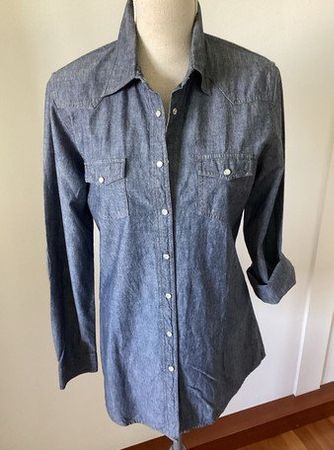 CINQUE Damenjeansbluse 100 % Baumwolle Gr. 40 blau-gräulich