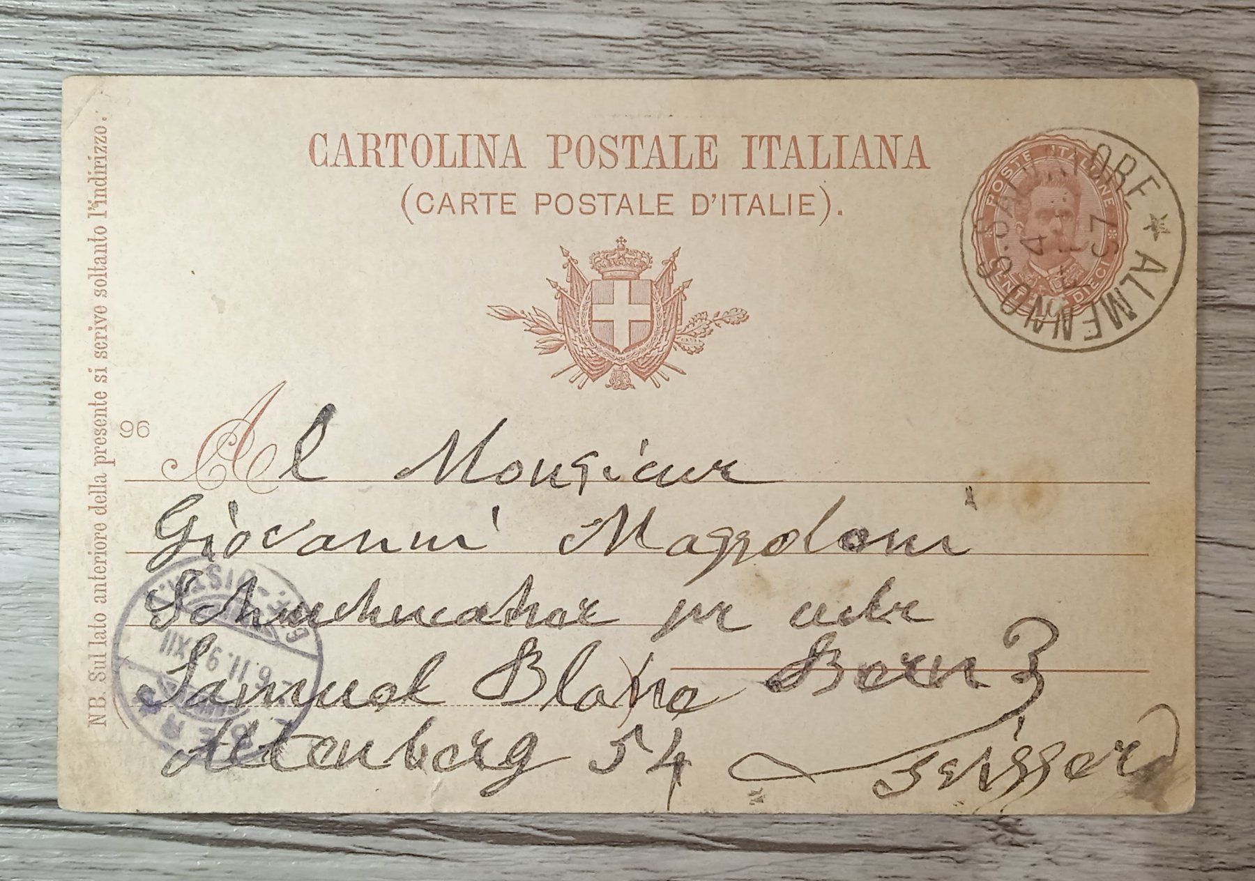Tutti i francobolli: TR48 Carte Postale + Timbre Italie 1897 – Usato da Cousset venduto da Patrick_Collections