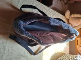 Hundetragetasche mit Plüschbesatz braun gute Tasche