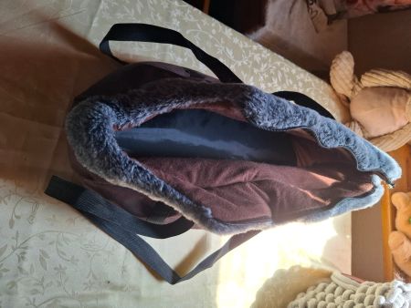 Hundetragetasche mit Plüschbesatz braun gute Tasche