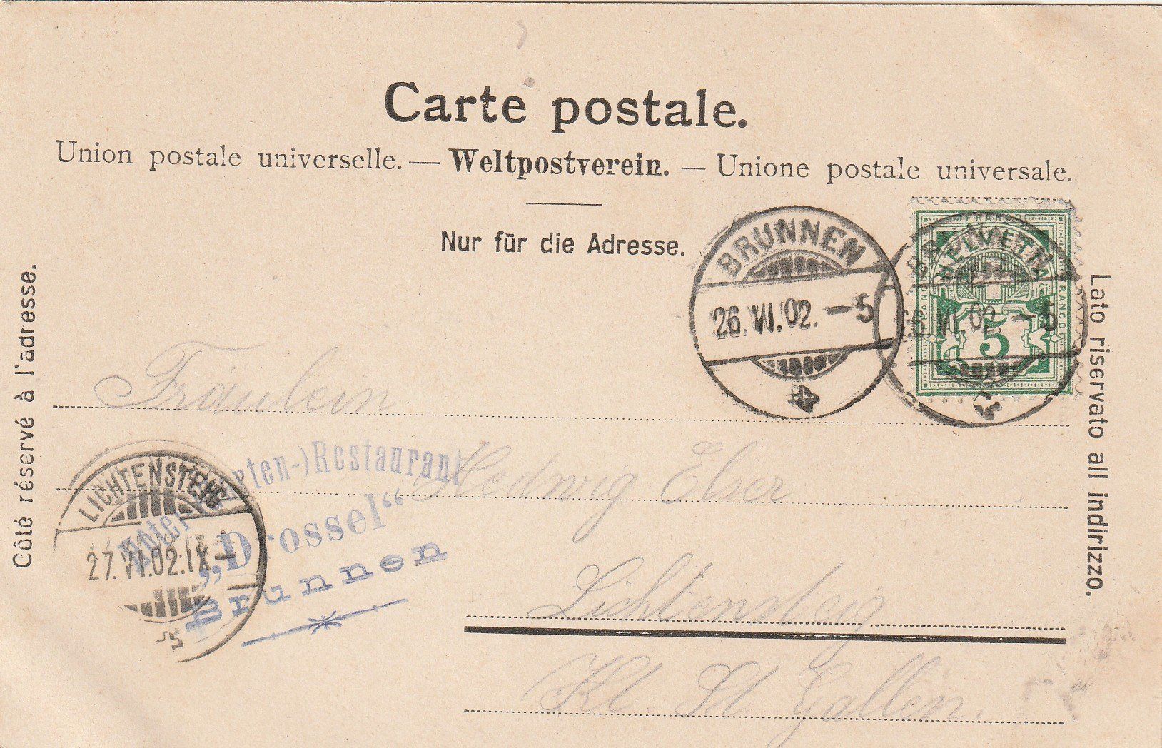 Ansichtskarten: AK  Gruss aus Brunnen 1902 – Gebraucht aus Rupperswil von Ema10 1