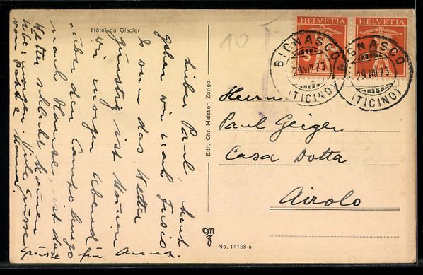 Cartoline postali: AK Bignasco, Con Cavergno e Brontallo – Usato da Berlin venduto da bartko-reher 1