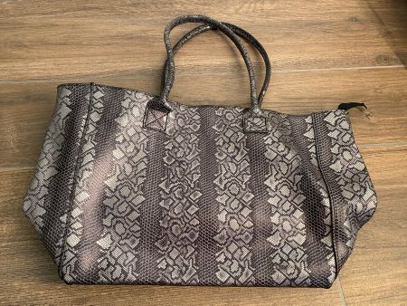 Handtasche / Shopper-Bag aus Leder silber / grau