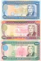 Turkmenistan 1,5,10,20,20,50,50,100,500,1000 Manat 1993-1995