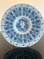 Zierteller rund Keramik blau Mädchenkopf Nymölle Wiinblad