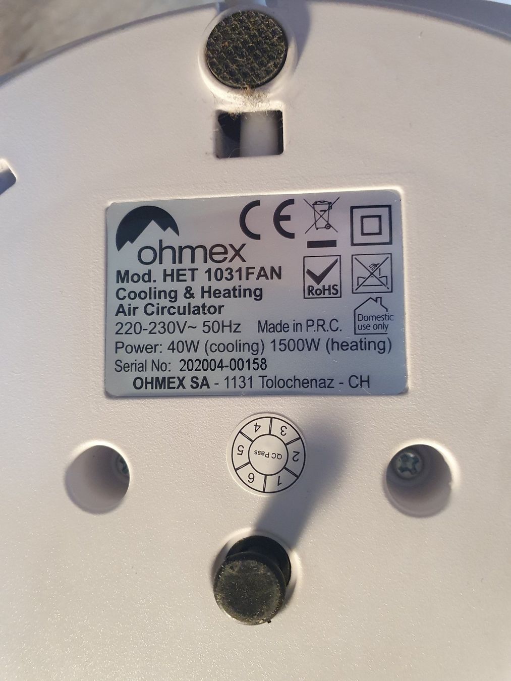 Ohmex Ventilatori: Ohmex Air Circulator HET 1031FAN – Usato da Zürich venduto da loosebone 5