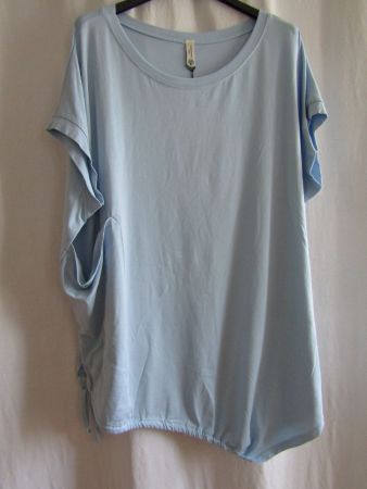 Gr. 50/60,asymmetrische Tunika hellblau, extralanger Schnitt