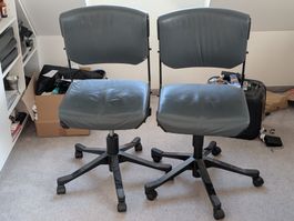 Bürostühle, 2 Stück Leder Grau