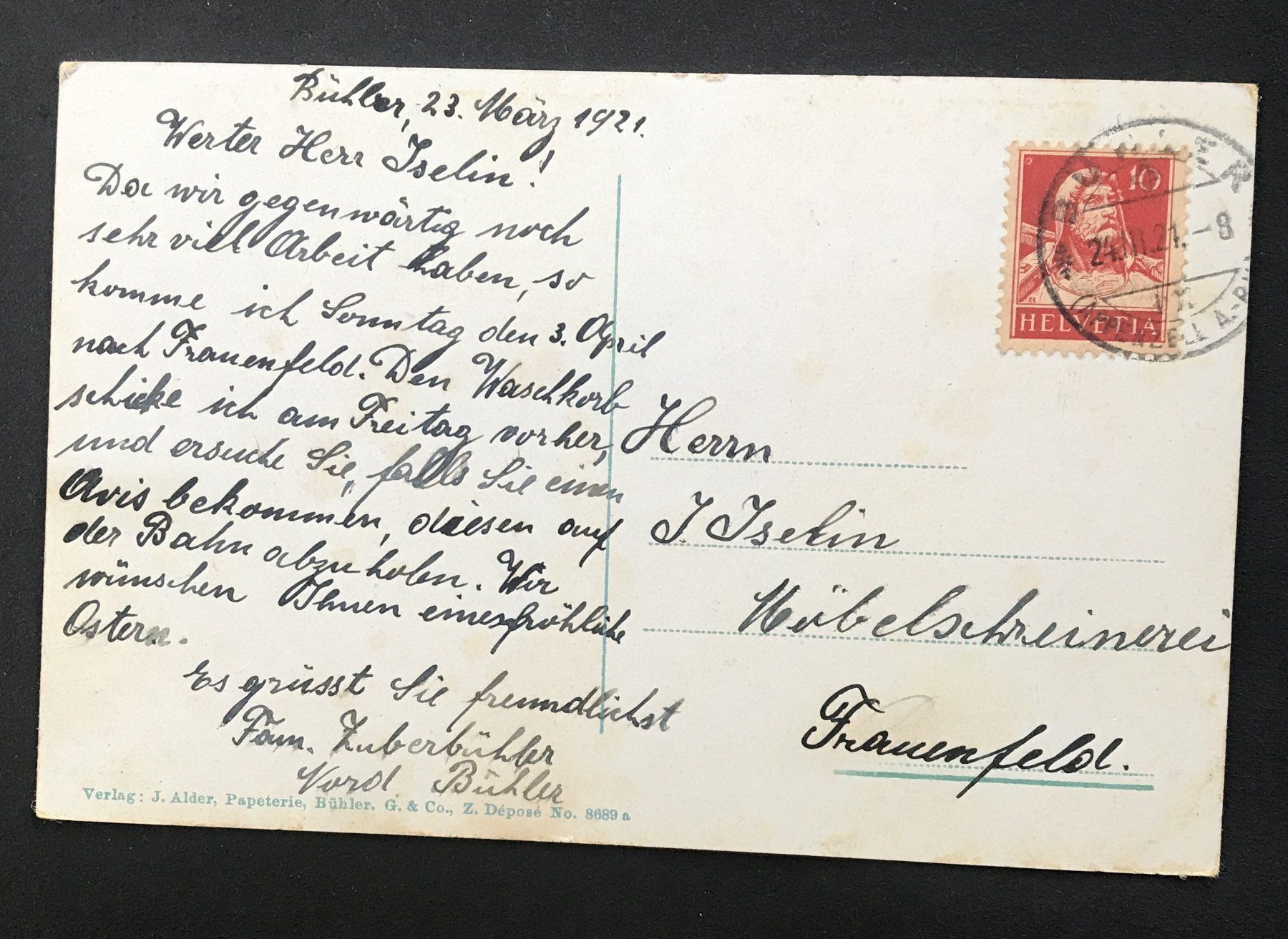 Cartoline postali: ANTIKE ANSICHTSKARTE BÜHLER – Usato da Ostermundigen venduto da wini63 1