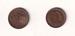 Schweiz 1 Rappen 1912 fast ungebraucht - seltener Jahrgang!