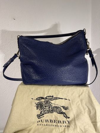 Grand sac en cuir bleu foncé, Burberry