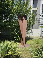 Garten Skulptur Herz aus Metall Edelrost patina Optik