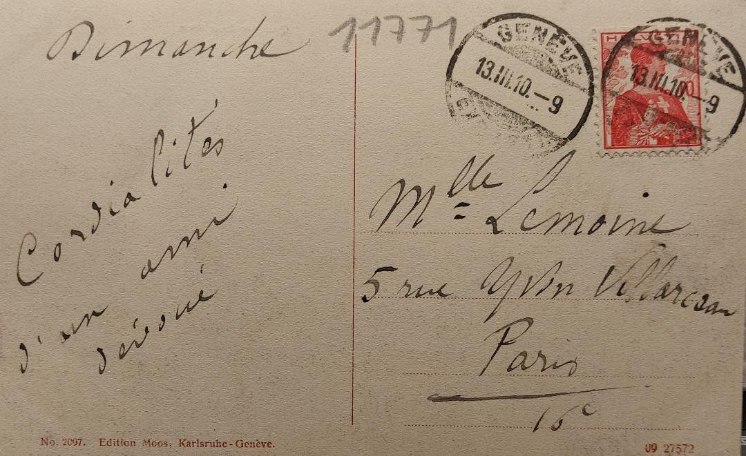 Cartoline postali: GENÈVE - Quai des Eaux Vives - 1910 – Usato da Delémont venduto da Domdom1 1