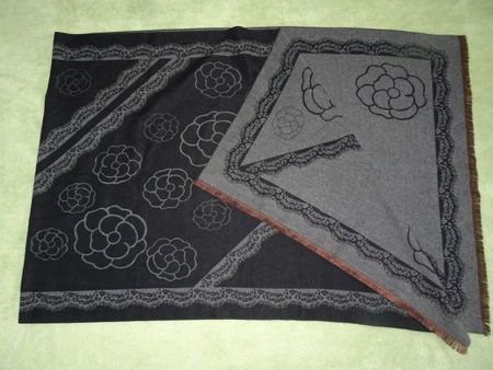 Schal, Halstuch, Stola 63x 186, retro Look, schwarz-grau