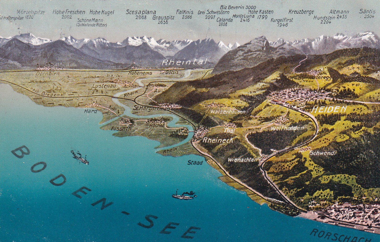 Cartoline postali: Boden-see Rorschach Panorama  1916 – Usato da Cormoret venduto da Pascalll2001