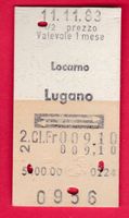 KARTON BILLETT, LOCARNO - LUGANO, 2.KLASSE, RETOUR, HALBTAX