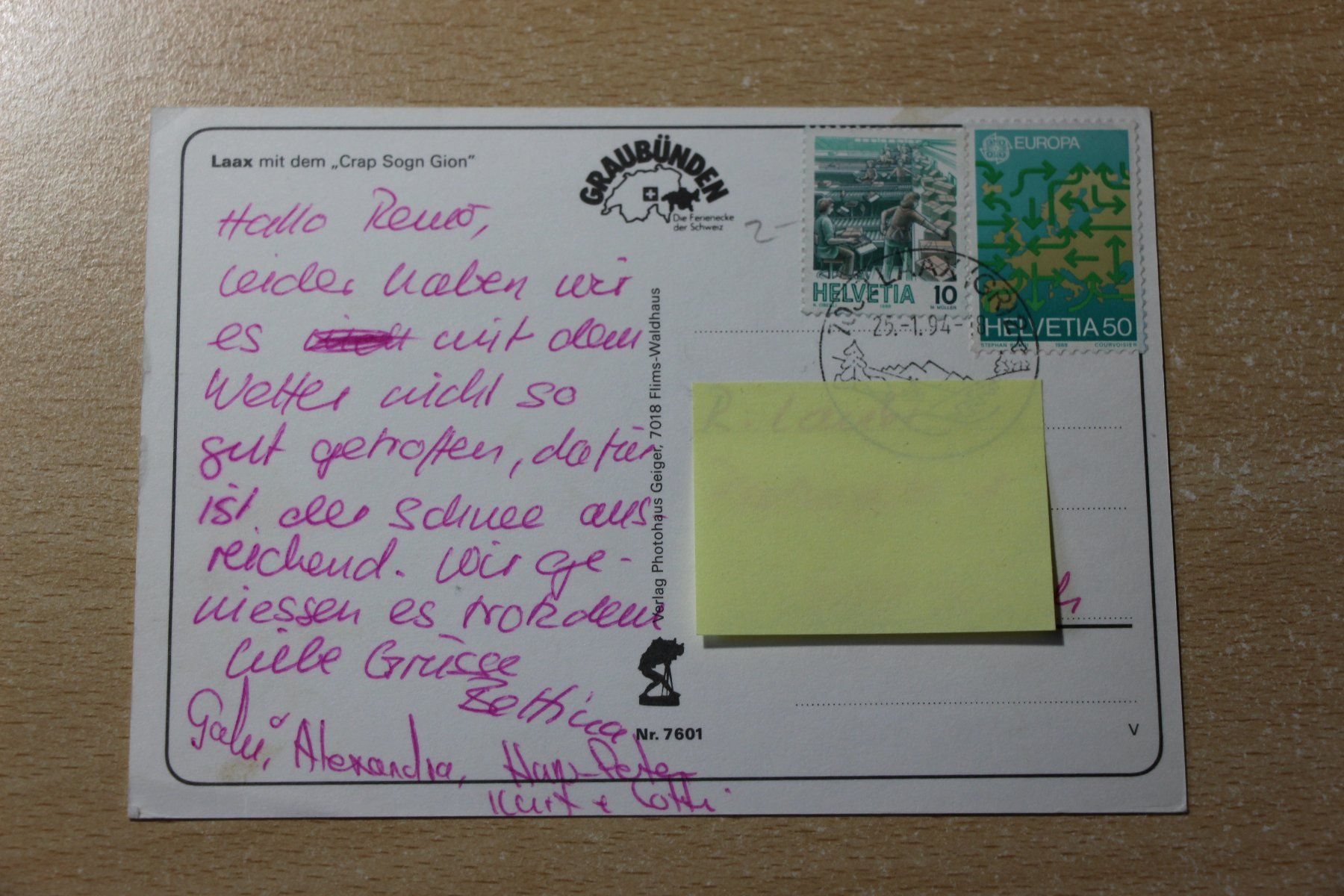 Cartoline postali: Laax mit Crap Sogn Gion – Usato da Laax GR venduto da Schoelli2 1