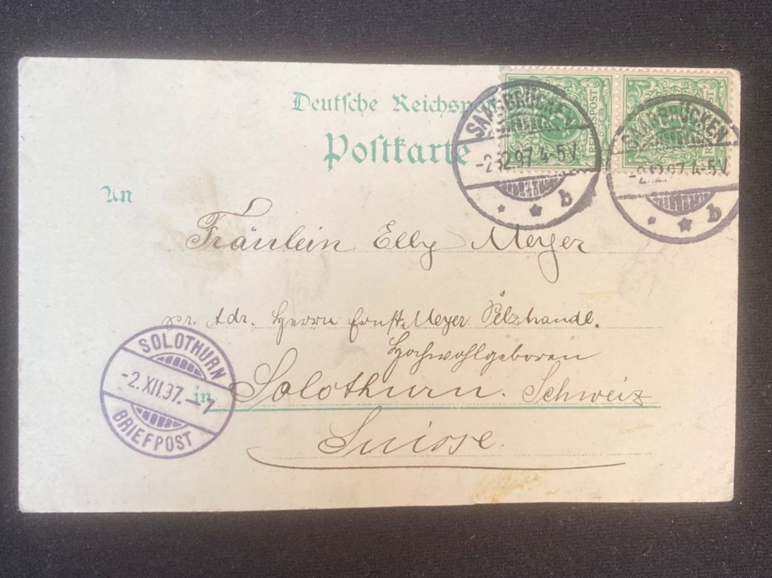 Cartoline postali: SAARBRÜCKEN - antike Postkarte    -1907 – Usato da zürich venduto da papalapa 1