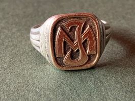 Herrenring Gold/Silber INITIALEN M&J (57)