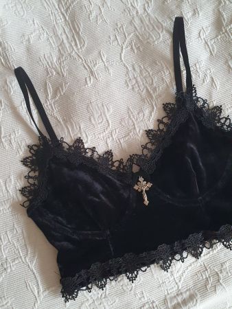 Schwarzes Gothic Samtop Gr S *neuwertig*