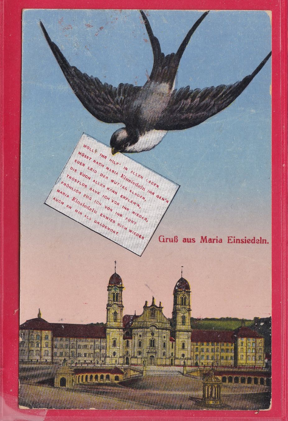 Cartoline postali: GRUS AUS MARIA EINSIEDELN, 15.8.1927 – Usato da Oberrieden venduto da Gebirgsstelze
