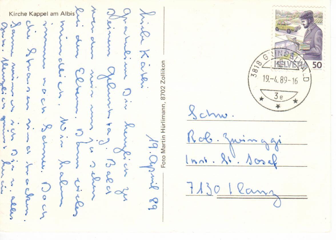 Cartoline postali: Kirche Kappel am Albis – Usato da Wolhusen venduto da Curver9 1