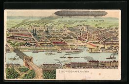 Litho Ludwigshafen a. Rh., Zeppelin übe