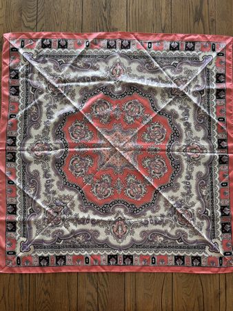 Foulard, Halstuch, Paisley: pink, black & white square 86cm