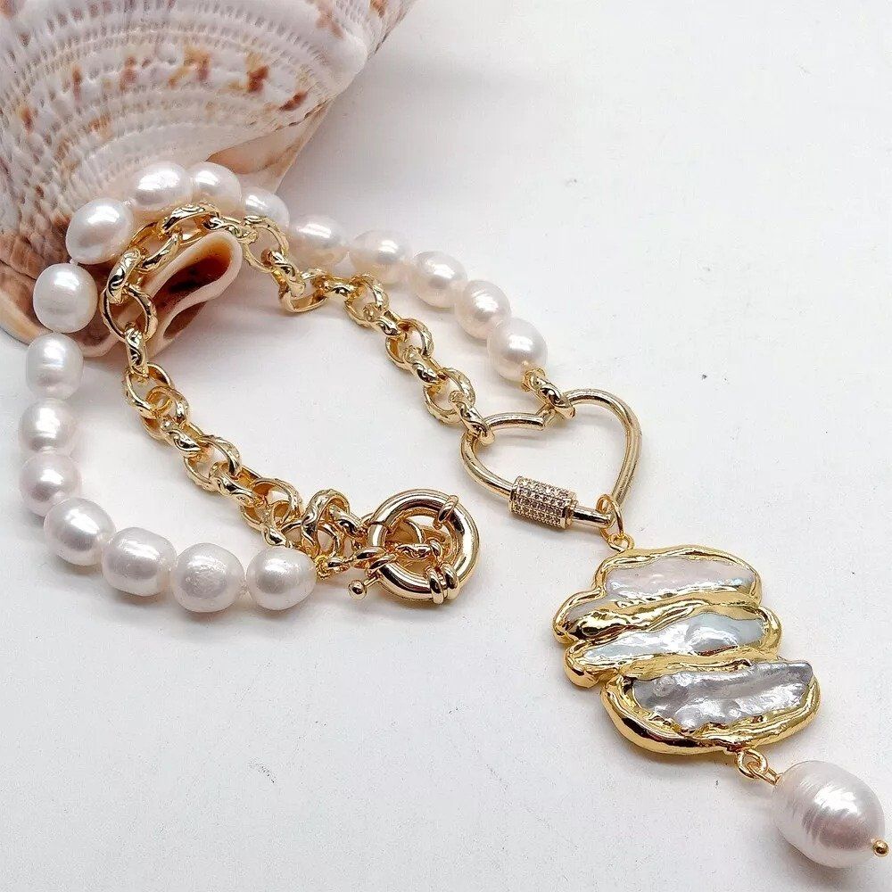 Catenine: Lua Design Herz Perlen Halskette Collier Perle Biwa 48 cm – Nuovo (secondo la descrizione) da Prilly venduto da ilyria73 3