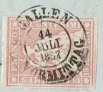 Alle Briefmarken: STRUBEL <726> 15RP 24F/B1m > OSSINGEN BEFUND – Gebraucht aus Rüschlikon von Sualk1 1