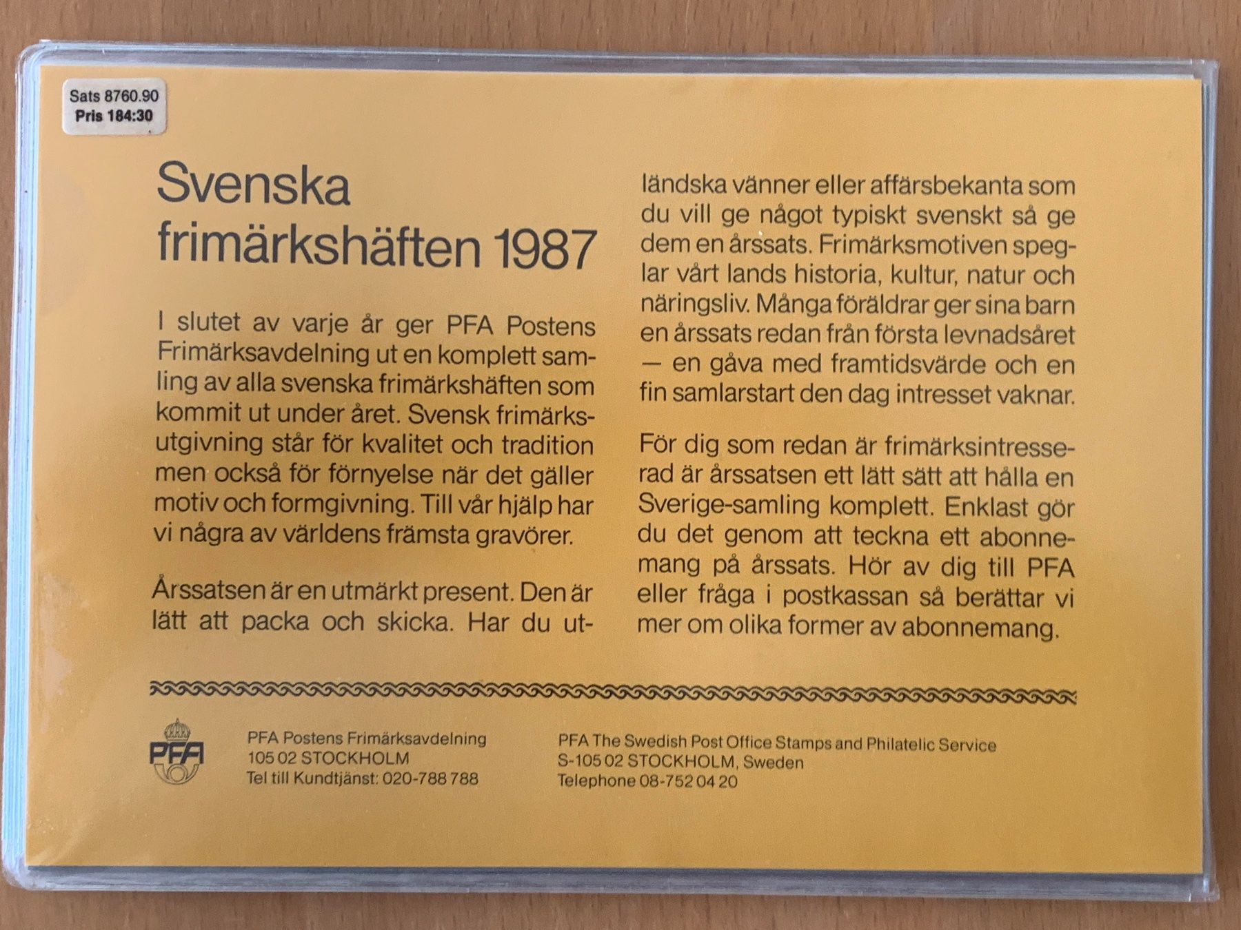 Tutti i francobolli: Schweden Suède 1987 - Swedish Stamp Booklets - Complete Set – Nuovo e nell'imballaggio originale da Chavornay venduto da 4dphila 7