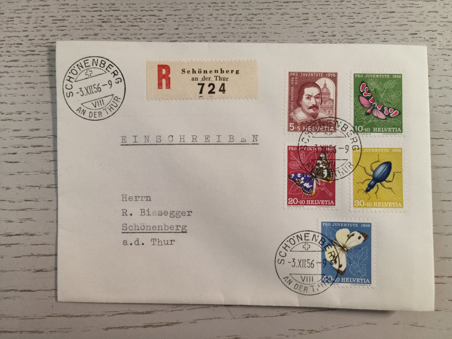 Tutti i francobolli: 1956 Pro Juventute Satz Top Stempel – Usato da Dübendorf venduto da goeggi79
