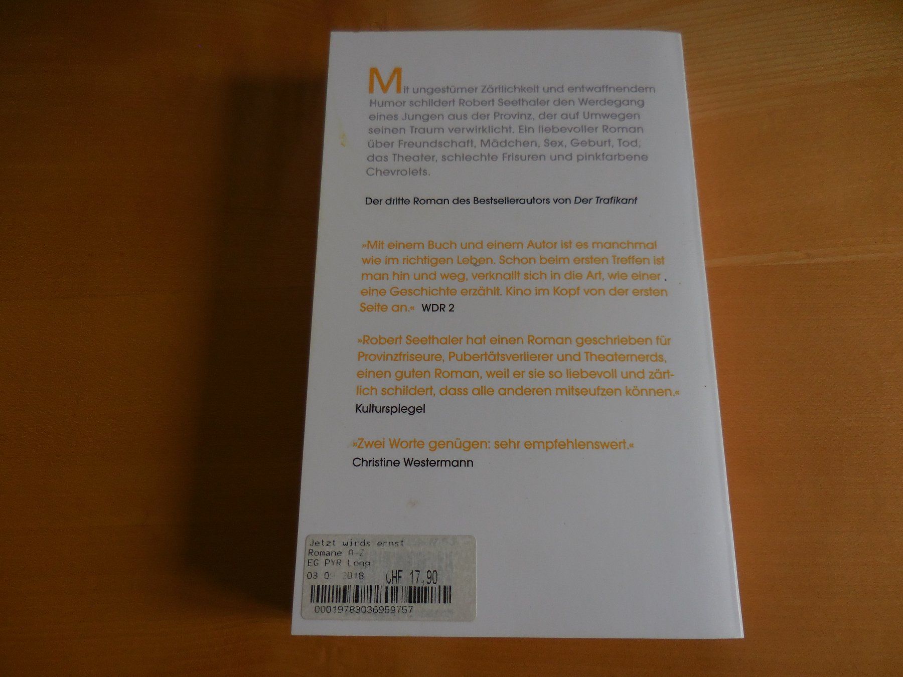 Bücher: Jetzt wird's ernst (Robert Seethaler) – Gebraucht aus Wädenswil von Sube 2