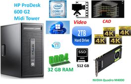 CAD PC HP i7-6700, 32GB, 512GB SSD, 2TB HDD, M4000, win11