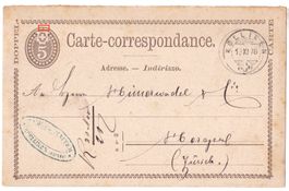 PK 1878 ANTWORT (Doppel) Kölliken nach Horgen, altersfleckig