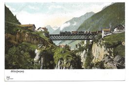 Göschenen UR Dampfzug Gotthardbahn auf Bahn-Viadukt um 1910