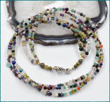 ♛ Wunderschöne Multicolor - Collier 3-reihig 925 Silber