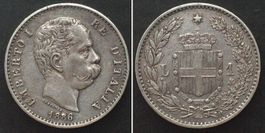 ITALIEN 1 Lira 1886 R UMBERTO I Silber