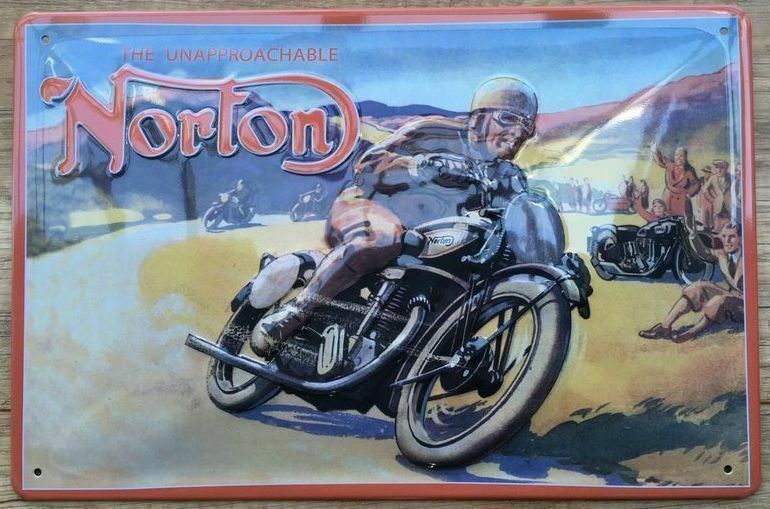 Norton Schilder: Blechschild 3D-NORTON MOTORRAD ENGLAND – Neu und originalverpackt aus Rupperswil von big-one-sale