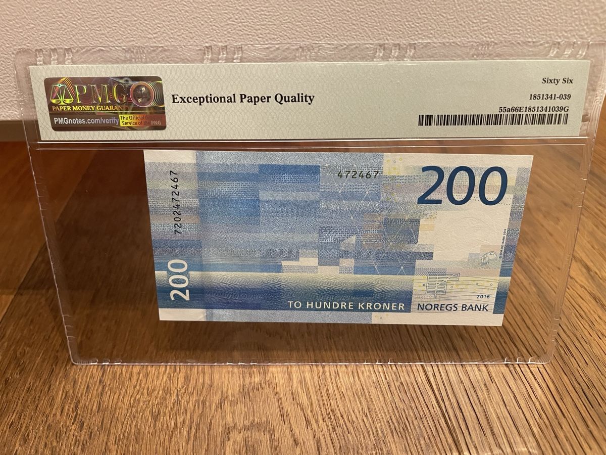 Banconote: Norway 200 Kroner 2016 PMG 66 Gem Uncirculated – Nuovo (secondo la descrizione) da Kaltbrunn venduto da Banknotes 1
