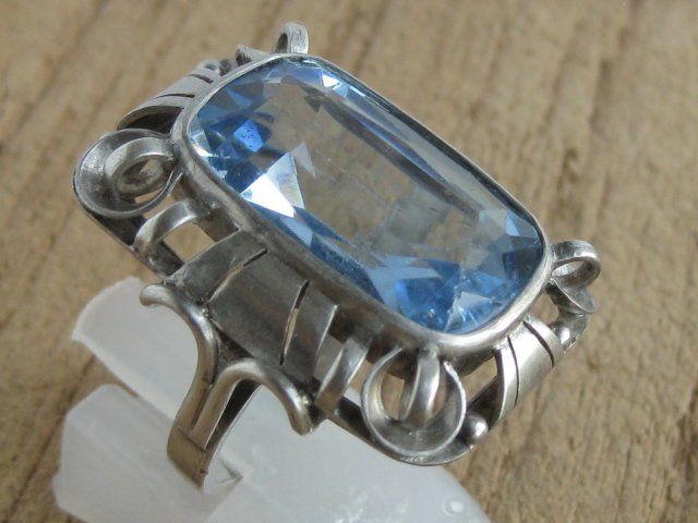 Ringe: Art Deco Ring Silber geprüft blauer Stein antik Gr. 55 – Gebraucht aus Ermatingen von Decovin 1