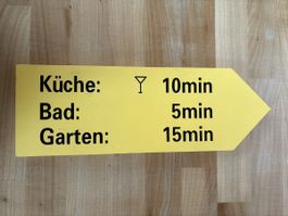Holz Schild / Wegweiser / Küche, Bad, Garten,