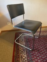 Stuhl Chrom Schwarz Kunstleder Freischwinger gebraucht
