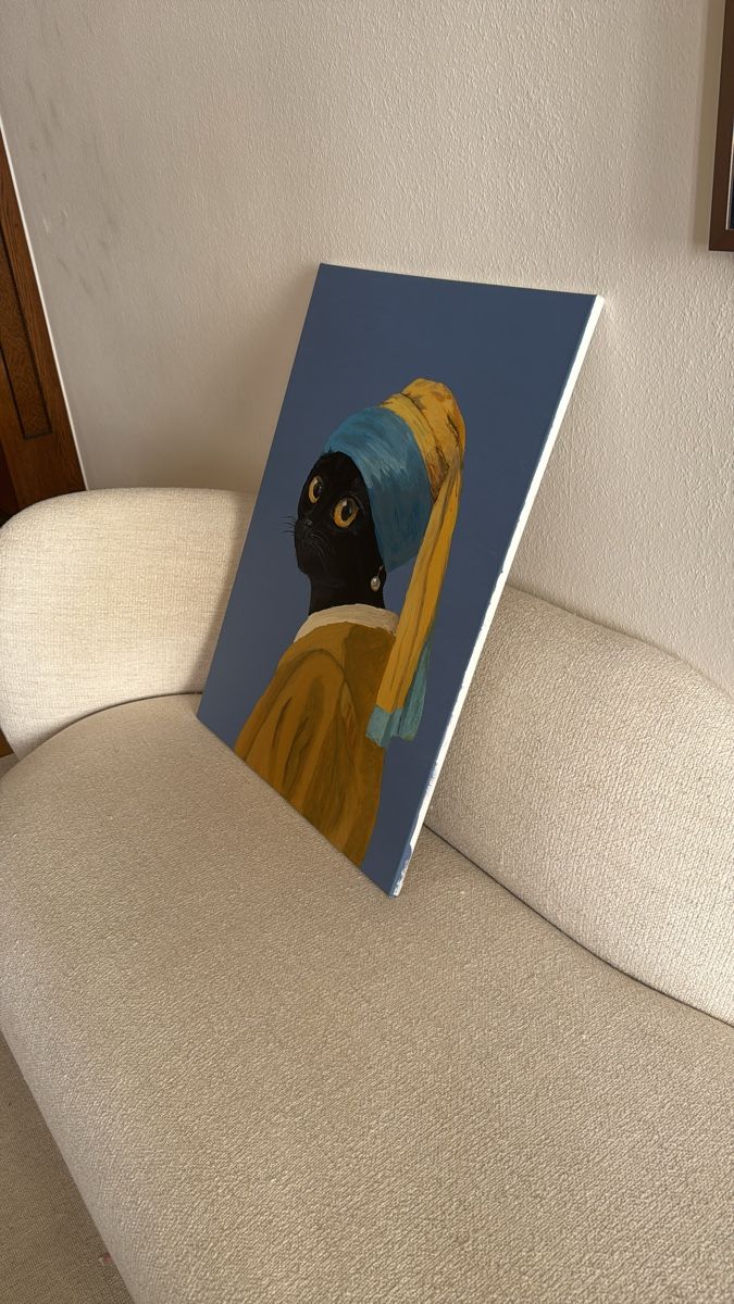 Gemälde: Gemälde Katze mit Perlenohrring Grösse 60x80 cm Unikat – Neu (gemäss Beschreibung) aus Winterthur von sba_fgt5 2
